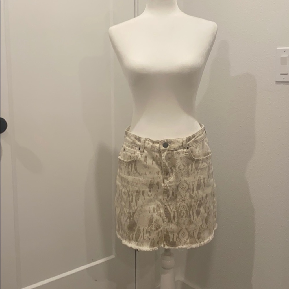 Dear John Stretch snake print cream skirt